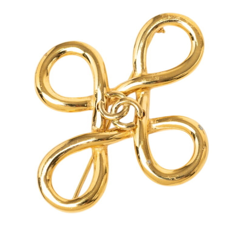 CHANEL Gold Logo Brooch